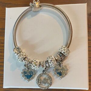 Silver MK Pandora style Charm Bracelet